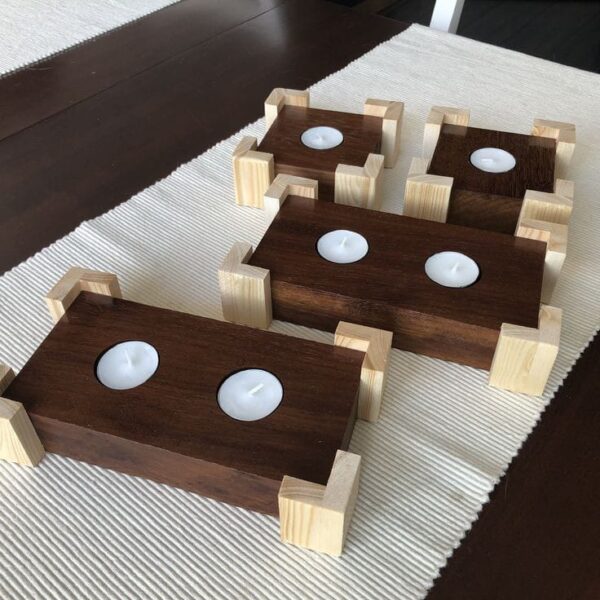 DOĞAL AHŞAP DEKORATİF MUMLUK SETİ