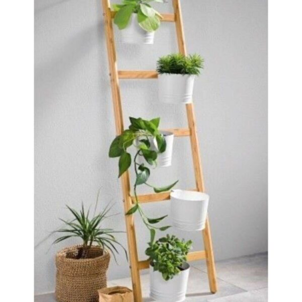 DOĞAL AHŞAP 5 BASAMAKLI MERDİVEN ÇİÇEKLİK